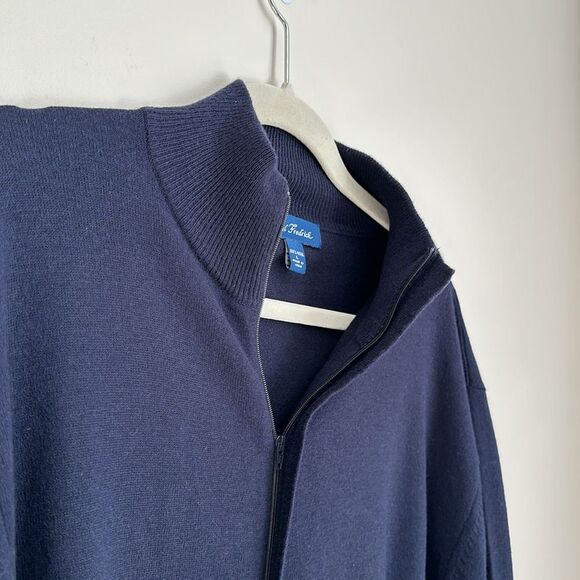Paul Frederick 100% Wool Men’s Zip Up Sweater Navy Long Sleeve Size L - Picture 4 of 8